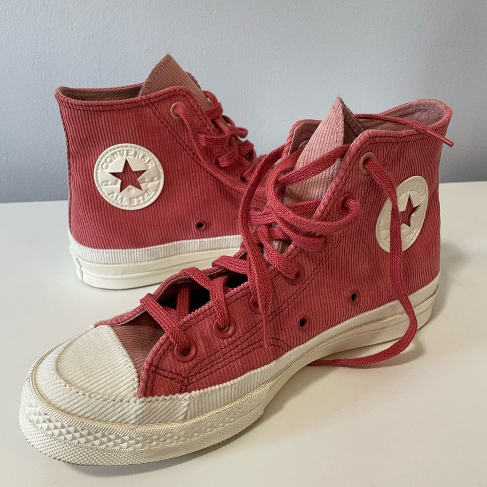 Converse Pink Corduroy High-Top Sneakers